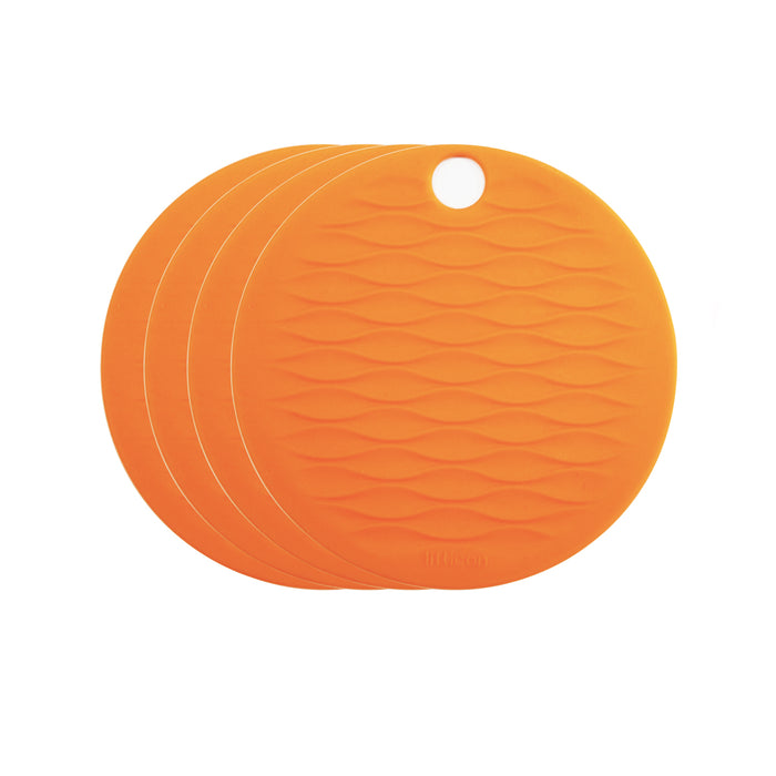 Untertasse aus Silikon - Orange - Set 4 Stück