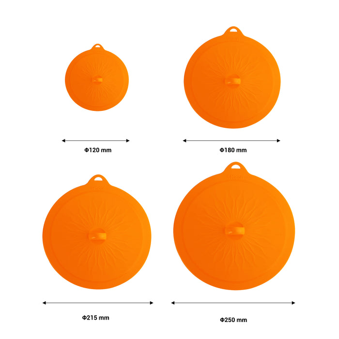 Coperchi a ventosa in silicone - Arancione - Set 4 pezzi